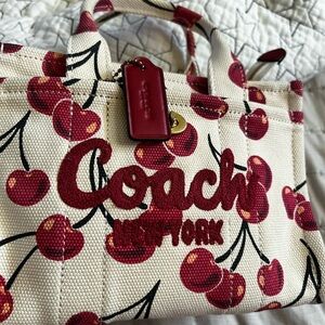 Coach Cargo Tote Ted Cherry Print Size 20
